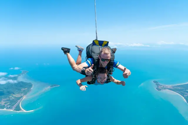Experience tandem skydiving over Mission Beach.