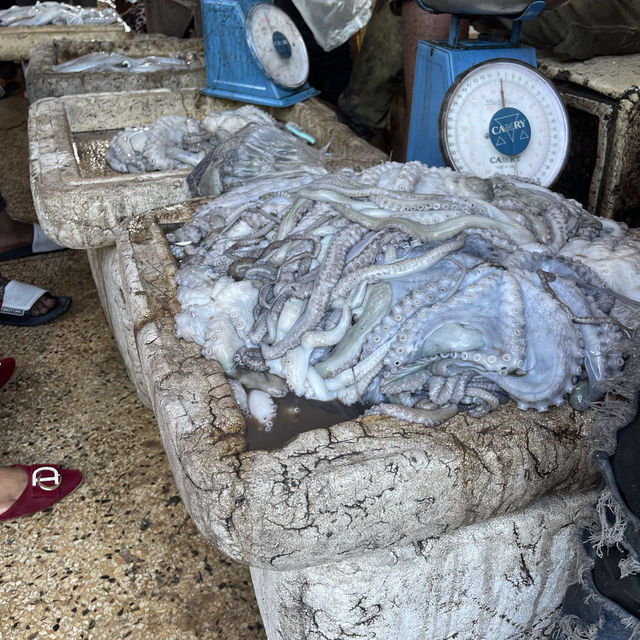 Street and the fish market of Zanzibar 