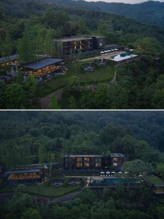 สถานที่พักผ่อนรอบเมืองเฉิงตู! โรงแรมบ่อน้ำพุร้อนธีมป่าสุดหรูพร้อมวิวภูเขาใกล้ภูเขาชิงเฉิง