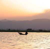 Sunset at Inle Lake.