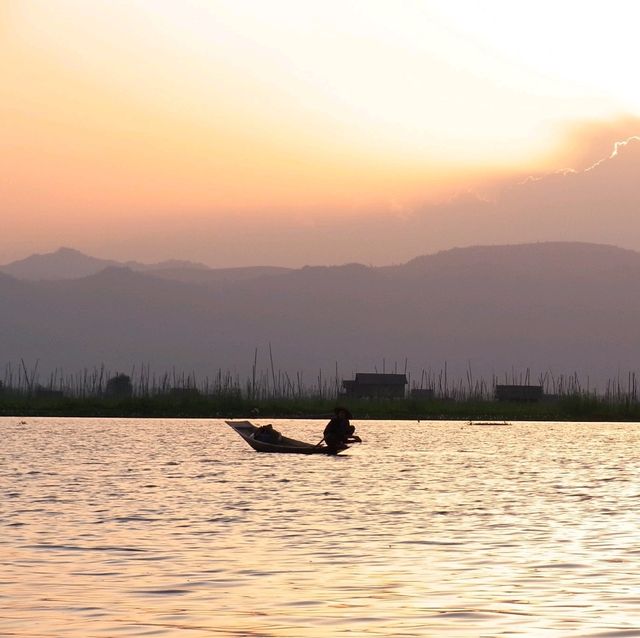 Sunset at Inle Lake.