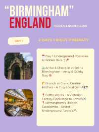 Birmingham itinerary - hidden gems 
