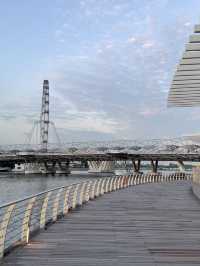 Marina Bay at Dusk: A Peaceful Evening Path with City Views
