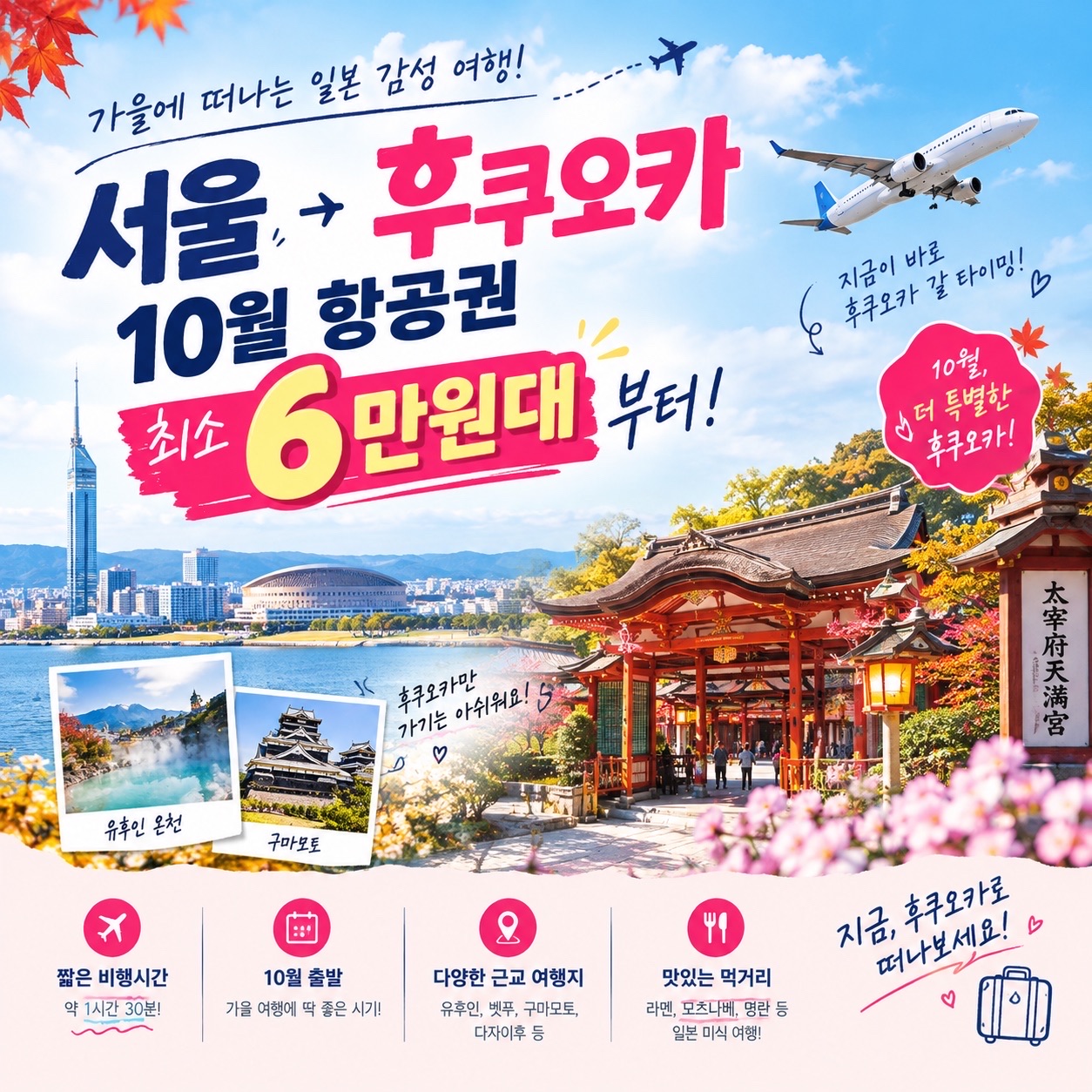 🇯🇵 10월 일본 여행, 후쿠오카 항공권이 6만원대부터?! 🍁✈️
