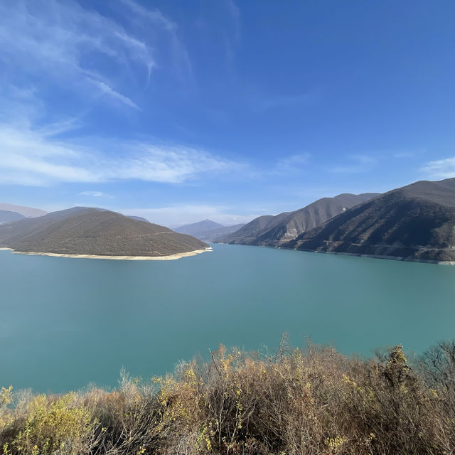 Beautiful panoramic view of Zhinvali lake 