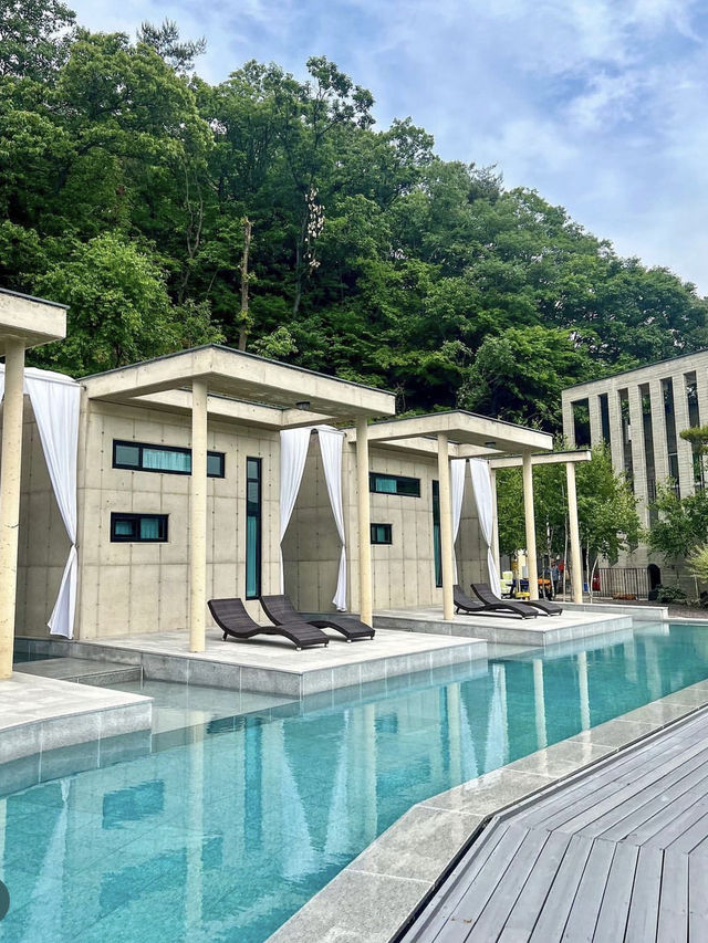 에펠탑이 보이는 수영장에서 물놀이 🏊🏻‍♀️💙