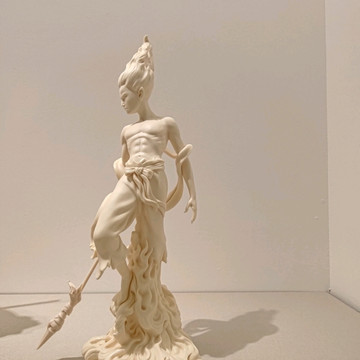 白玉 龍の彫刻 アート作品 専用ケース付き 深セン関山月美術館｜超絶技巧の白磁フラワーアート彫刻展で繊細な