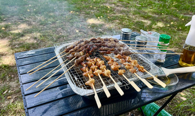 南京燒烤露營推薦，啤酒雞翅羊肉串