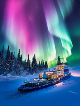 The Northern Lights are lighting up the central part of Russia - Murmansk again.