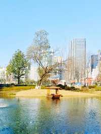 冬日暖陽下的摩訶池公園