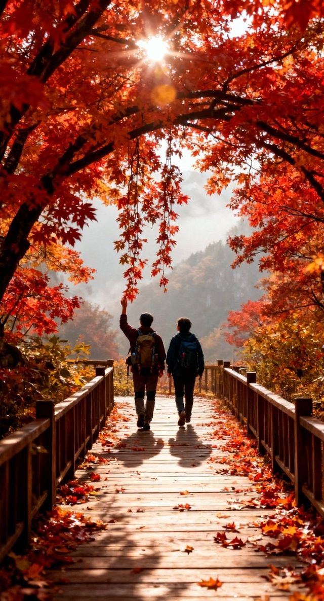 南津關秋冬開掛！徒步穿紅葉秘境，冰瀑藏著峽谷慢時光