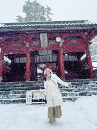 下雪的北口本宮富士浅間神社 