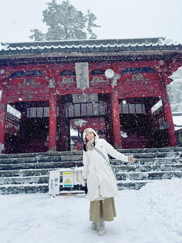 下雪的北口本宮富士浅間神社 