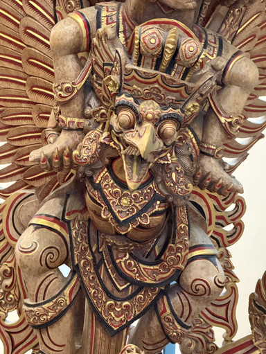 バリ 木彫り ガルーダ ヴィシュヌ神 33cm バリ島ングラライ国際空港｜神話の守護者ガルーダとヴィシュヌ神の共演