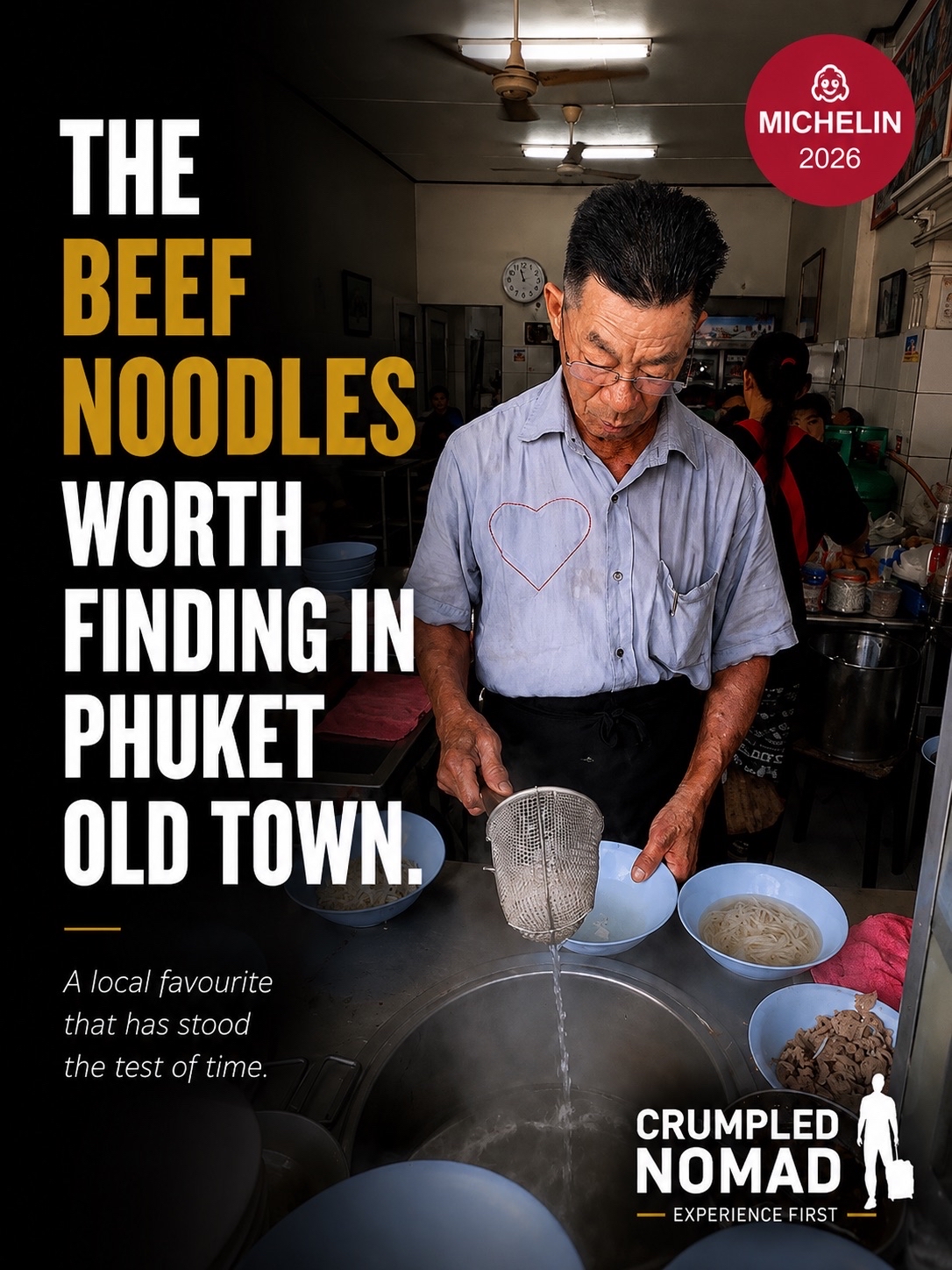 Some meals become famous because they’re trendy.

Others become legendary because generations keep coming back.

O Cha Rot Beef Ball Noodle isn’t about fancy presentation or viral marketing. It’s about consistency, tradition, and a bowl that’s earned its reputation one customer at a time.

Watching each bowl prepared by hand reminded me that some of the best travel experiences aren’t found in attractions—they’re found in places where locals have been eating for decades.

Sometimes, the most memorable meal isn’t the most expensive one.

It’s the one that tells the story of a city.

#CrumpledNomad #Thailand #ThailandTrip #Phuket #PhuketTrip #PhuketProvince #PhuketProvinceTrip #PhuketOldTown #PhuketOldTownTrip #PhuketFood #ThailandFood #ExperienceFirst
