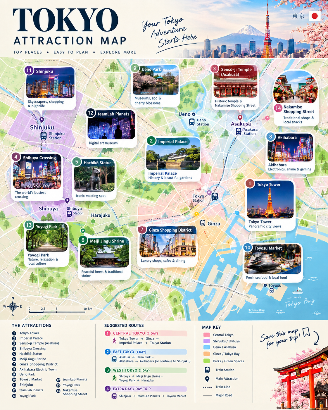 🗺️ TOKYO ATTRACTION MAP: SAVE THIS BEFORE YOUR TRIP