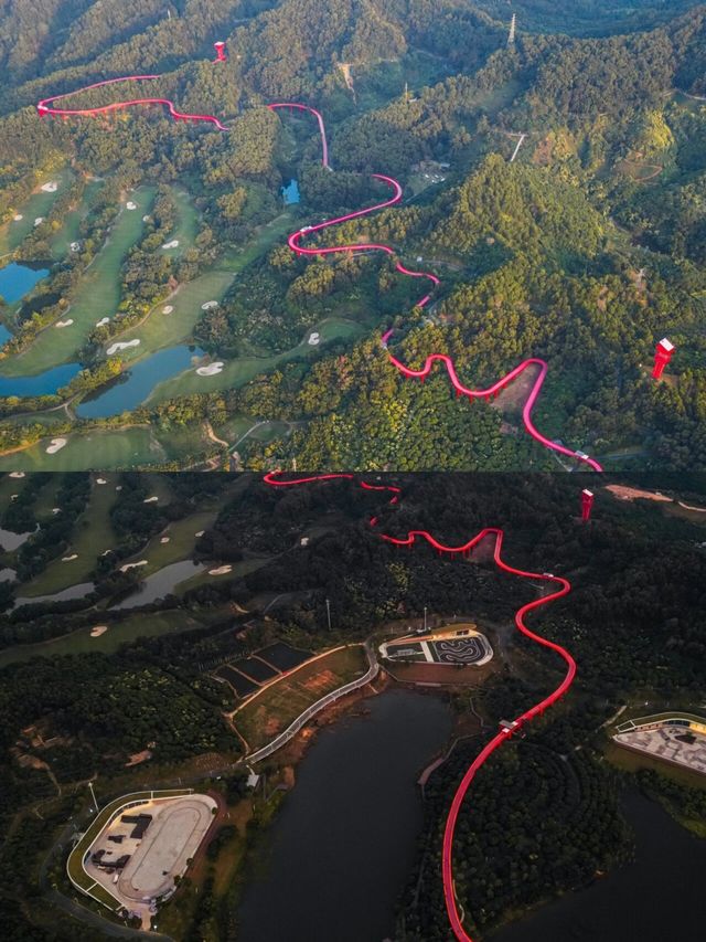 深圳天空之橋，隱秘在山林中的紅色飄帶||