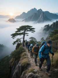 黃山5人兄弟團夏季登山