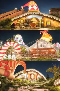 在泉州海邊:絕美日落裹進聖誕童話屋