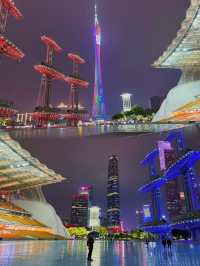 Guangzhou's Illuminated Cityscape: A Night of Towers and Bridges