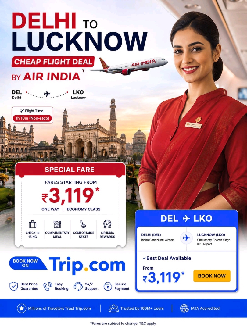 ✈️ Delhi to Lucknow Cheap Flight Deal by Air India 🇮🇳