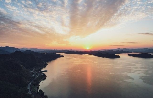 千島湖日落：致雅酒店、天屿山、上江埠大橋，不同角度的美