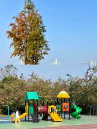 廣州周邊遛娃北江南岸公園落羽杉紅了
