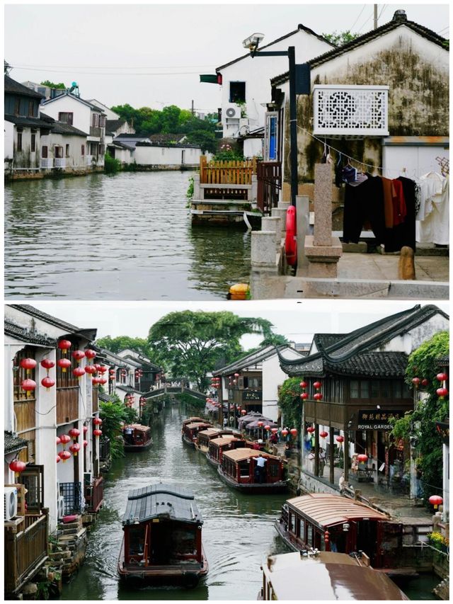 七里三塘坐船漫遊水中，沿途風景美不勝收