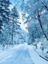 滿屏雪山霧凇的滑雪場