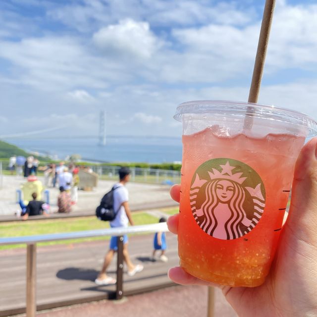 淡路島「淡路サービスエリア（下り）」絶景！明石海峡大橋と大観覧車が有名！でも！大橋のケーブル模型も見て欲しい