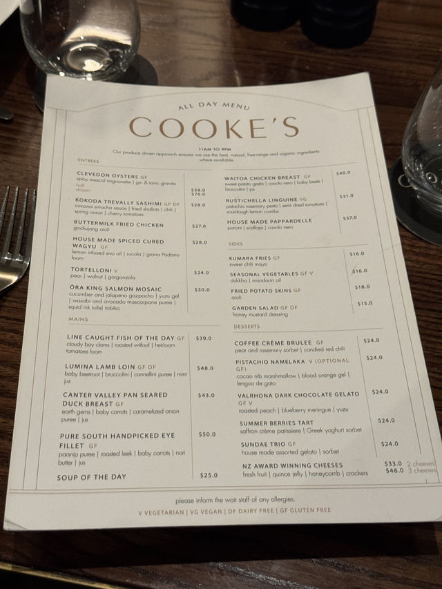 오클랜드 파인다이닝 레스토랑 Cooke's Restaurant & Bar