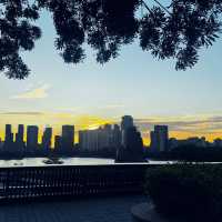 Beautiful Sunset across Singapore skyline 
