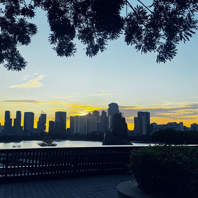 Beautiful Sunset across Singapore skyline 