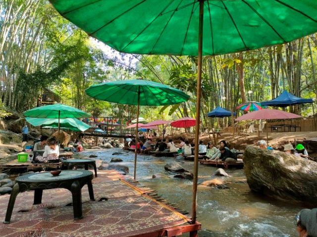 🌿 แซ่บกลางลำธาร📍น้ำเหนือนั่งเล่น ม่อนแจ่ม