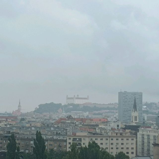 Bratislava view to skyscapers and castle