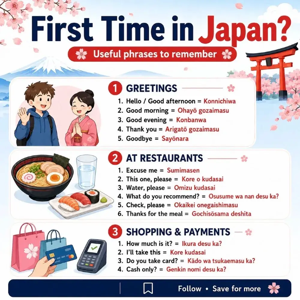 🇯🇵 在去日本之前，請先保存這些日文短語！