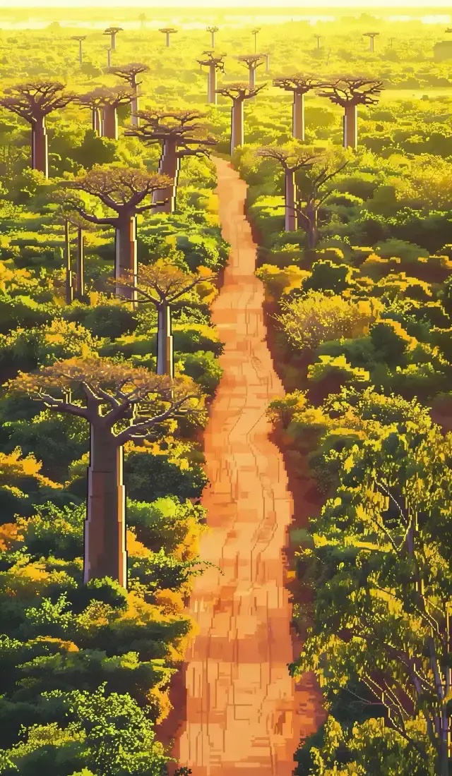 Encounter the 800-Year-Old Giant Baobab Trees of Madagascar's Avenue of the Baobabs Guide "Pixel Edition" 