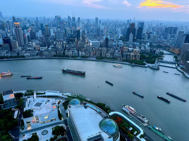 The view from the Oriental Pearl Radio & Television Tower 🏙️🗼🌊 The view from the Oriental Pearl Radio & Television Tower 🏙️🗼🌊