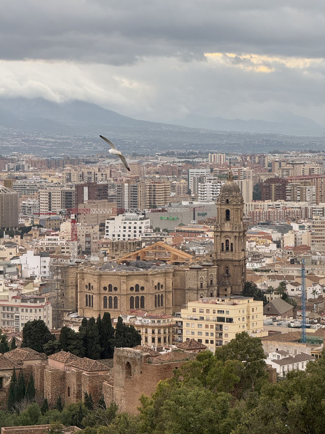 Overlooking Malaga city in the background of Alboran Sea