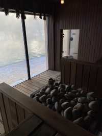 A sauna next to thermal hot pool