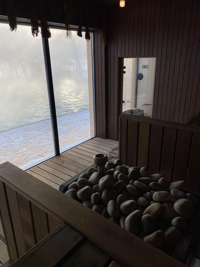 A sauna next to thermal hot pool