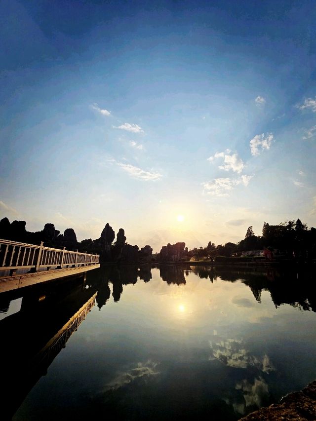 Take time to enjoy the beautiful sunset in stone forest!