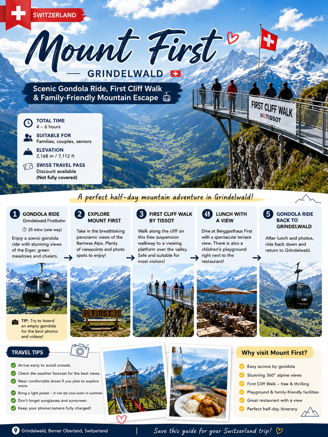 🇨🇭 Mount First, Grindelwald | Gondola Ride, First Cliff Walk & Alpine Views 🚠 ⛰️ 