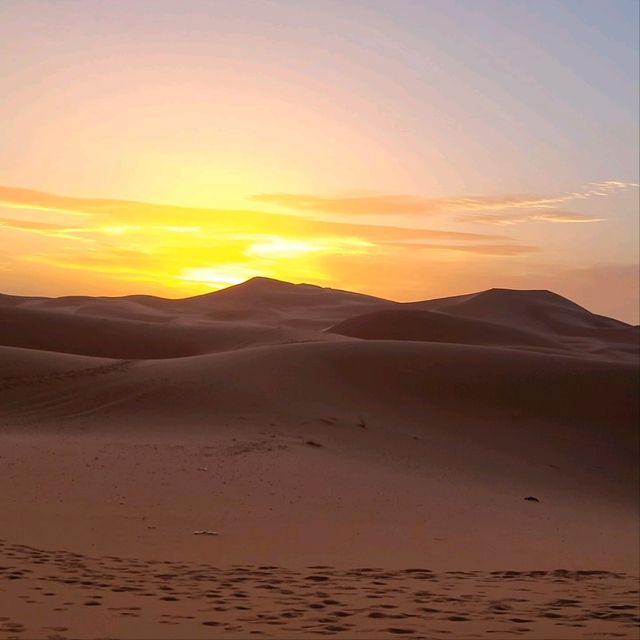 Sunset View of the Sahar Desert in Morocco