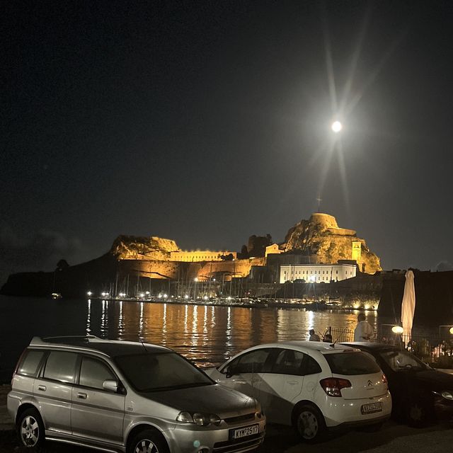 old fortress in Corfu day and night