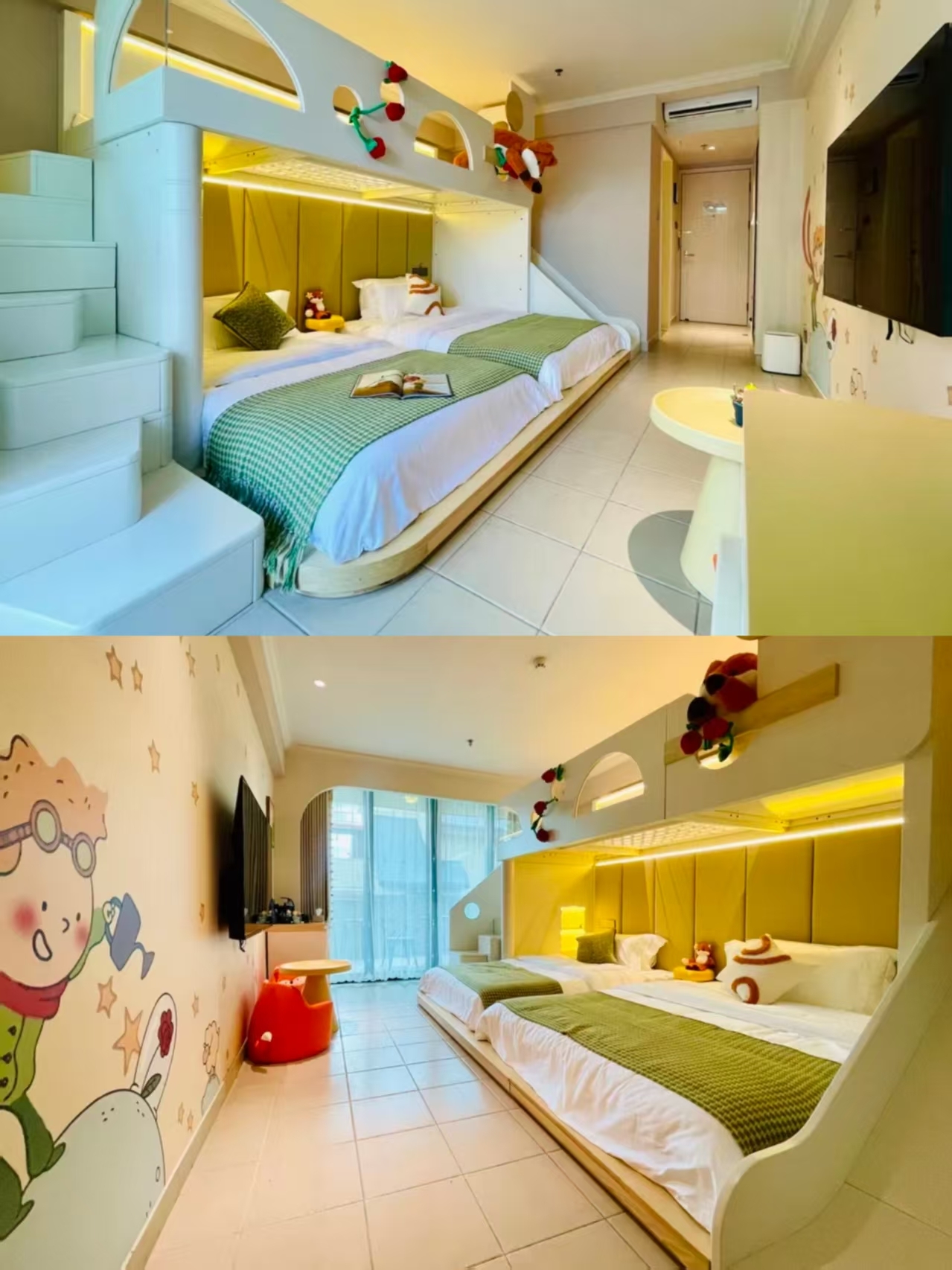Shenzhen!! Parent-child slide room!! This place is already next level!!

✔ Parent-child slide room + naughty castle playground, a perfect kid-friendly spot 👶
✔ Step outside to a beachside sea view resort area 🏖️
✔ Enjoy breakfast facing the sea with amazing scenery 🌊
✔ Thoughtful service, helps with luggage and offers late check-out 🧳
· 
🌈 The parent-child themed room is absolutely amazing 👶 Comes with a slide, children's toys, and a naughty castle inside the room
Two small beds 🛏️ decorated with a playful Little Prince theme! Kids don’t want to leave even on the way back 🚗
Children’s toiletries are from a well-reputed brand 🧴 Shower gel and shampoo are all provided, very gentle on delicate skin
· 
🌈 Located right on the first line by the sea 🏖️ Just a few steps downstairs to a private beach, not crowded and the water is very clean
In the morning, you can take breakfast outdoors at the Southeast Asian style restaurant facing the sea and enjoy the stunning view
Convenient dining and accommodation around the homestay 🍤 Whether you want to step on the sand downstairs, take photos, or enjoy the sea breeze on the balcony, it’s all effortless with a full luxury vacation vibe
· 
🌈 The room’s overall decoration is new within the last two years 🪴 Clean environment with no odors, ample hot water, and quality toiletries
The resort also offers mahjong 🀄, KTV 🎤, perfect for families with kids to play on the slide and beach during the day, and adults can enjoy some entertainment at night
· 
🌈 Homestay: MOMOO Momo Sea · Xi'an Seaview Beautiful Stay
🌈 Location: MOMOO Momo Sea Ning Le Parent-child Beautiful Stay, Longgang District, Shenzhen