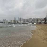 Amazing beach in rainy weather 