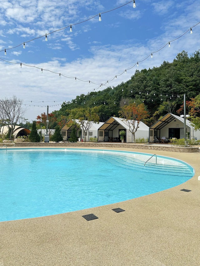 서울에서 한시간이면 만나는 온수수영장이 있는 글램핑 카라반