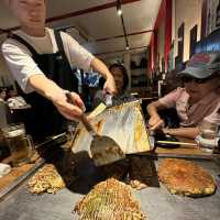 來大阪一定要吃鐵板燒，福太郎鐵板燒，素食也可以吃歐