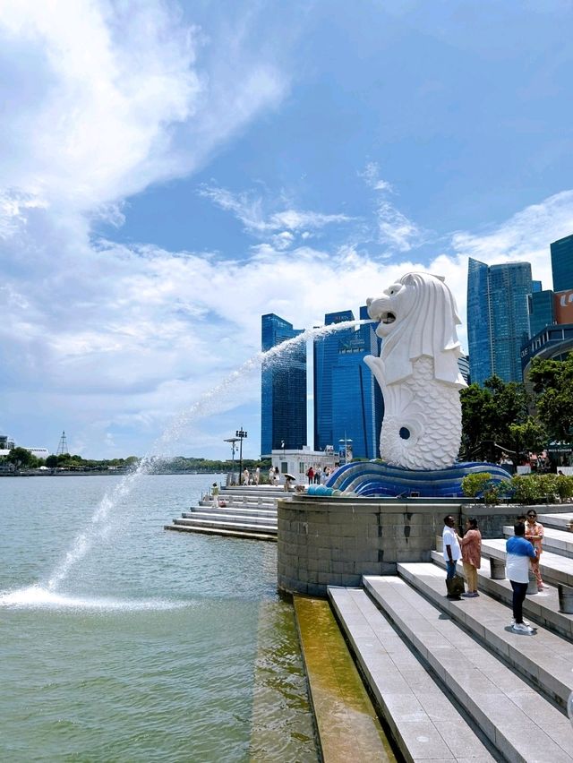 Cityscape Along Singapore River to Merlion Park